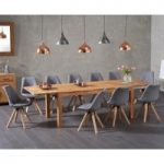 Verona 180cm Solid Oak Extending Dining Table with Oscar Fabric Square Leg Chairs