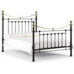 Victoria Satin Black & Brass Bed – Single, Double or King Size
