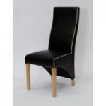 Emperor Contrast Stitching Bonded Leather Wave Back Dining Chairs